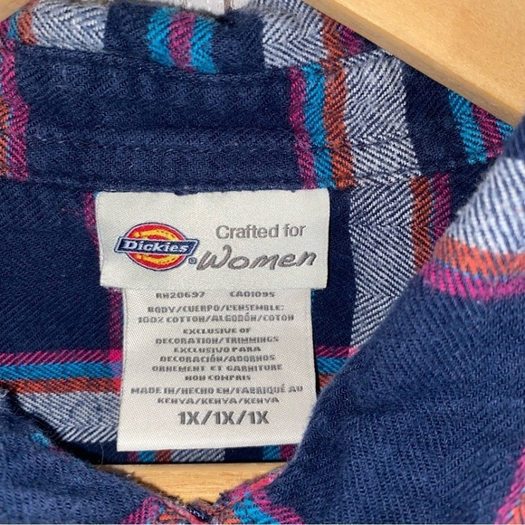 Dickies Mixed Navy Plaid Button Down - Picture 5 of 5